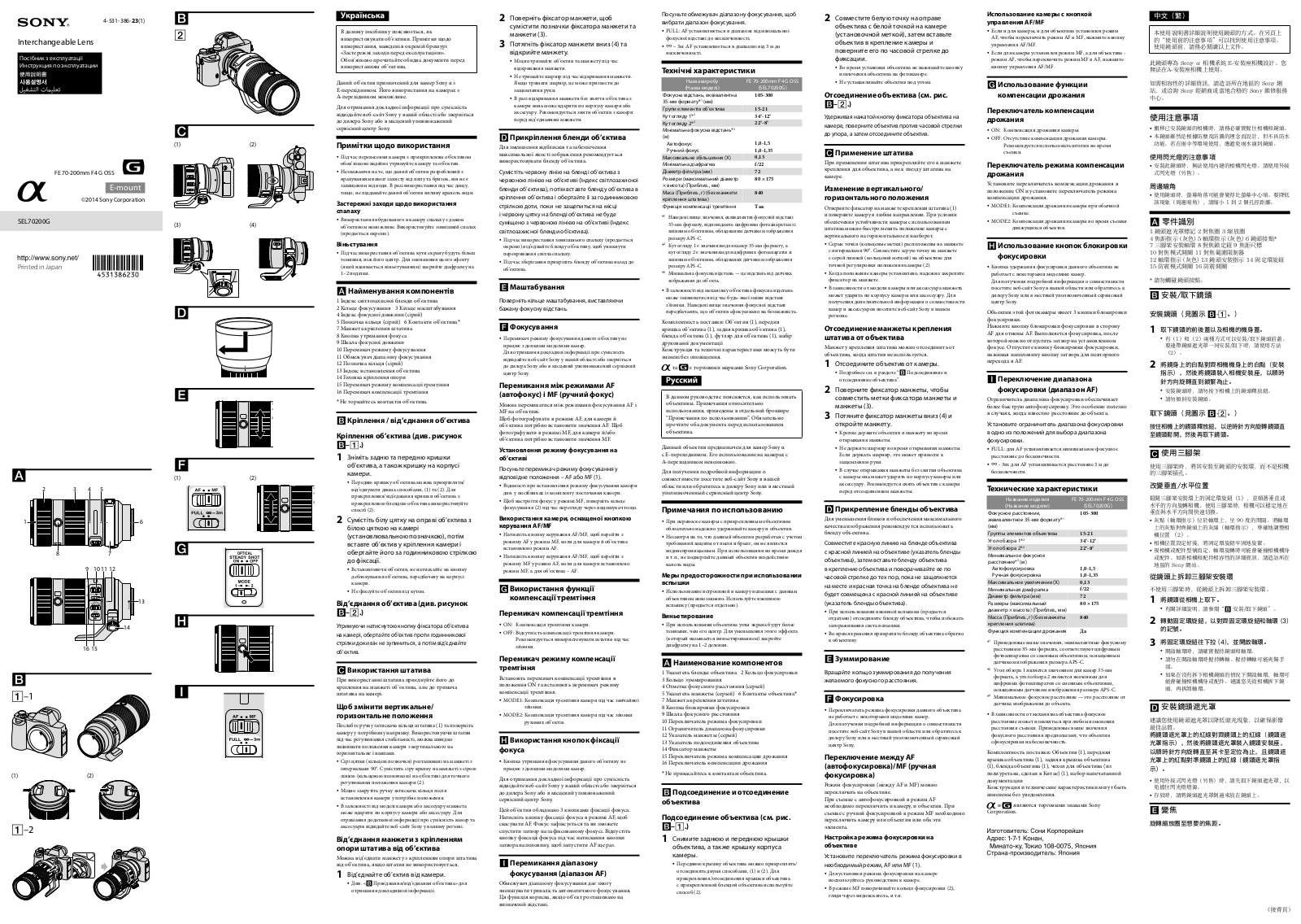 Sony FE 70-200mm f/4 G OSS User Manual