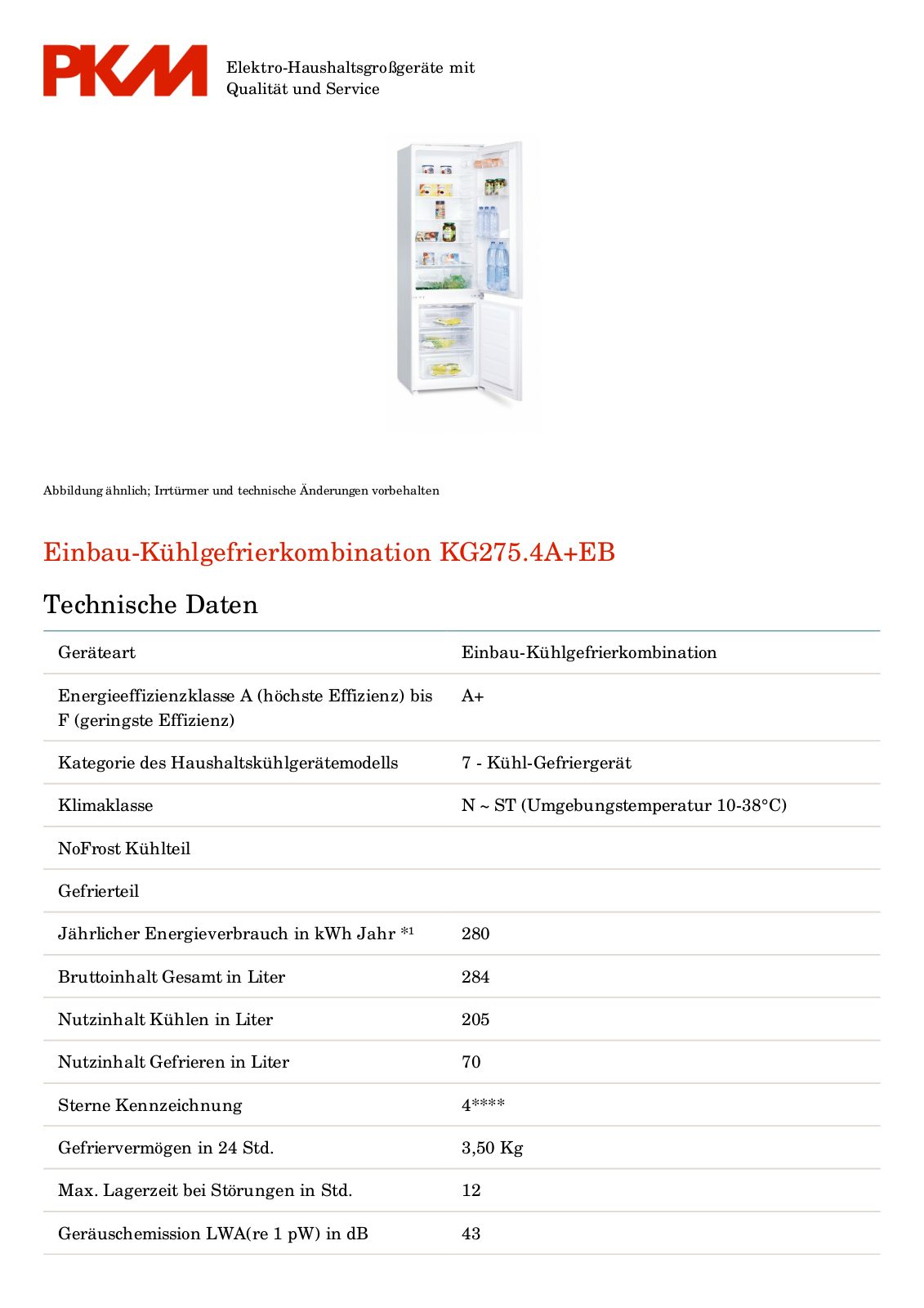 PKM KG275.4A+EB User Manual