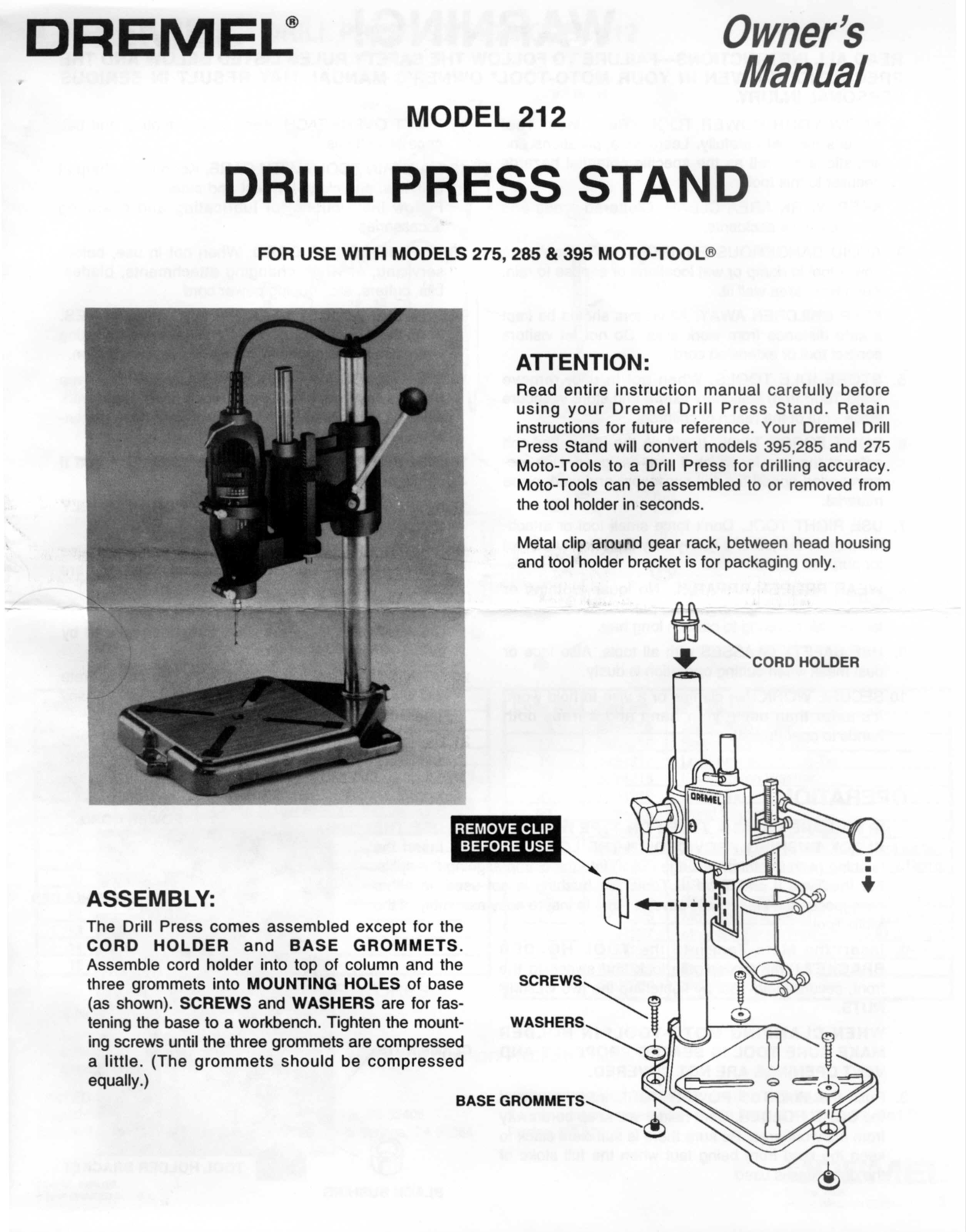 Dremel Manufacturing 212 Drill Press Drill Presses - ManualMachine.com
