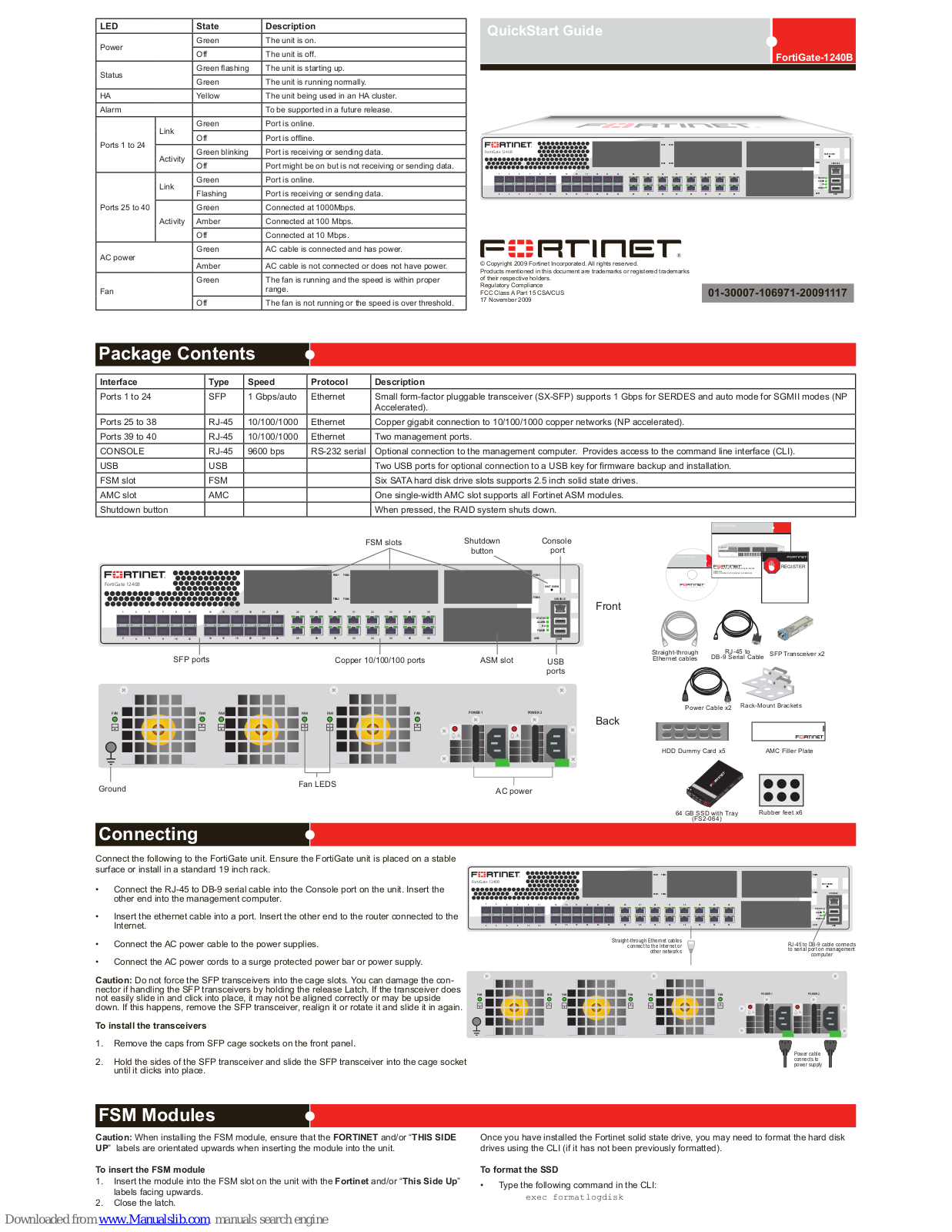 Fortinet FortiGate-1240B Quick Start Manual