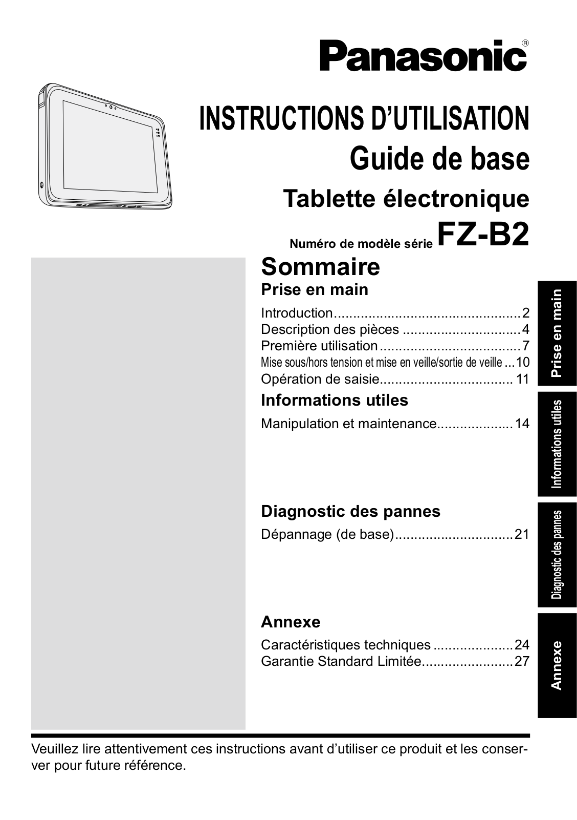 PANASONIC FZ-B2 Instruction Manual
