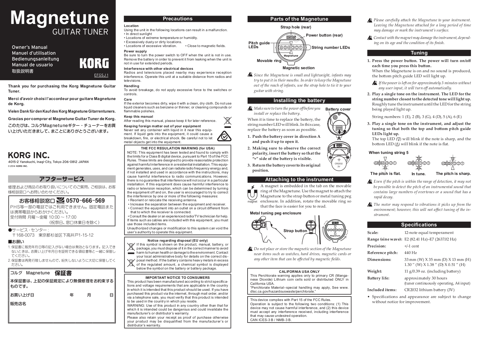 Korg MG1, Magnetune Owner's Manual