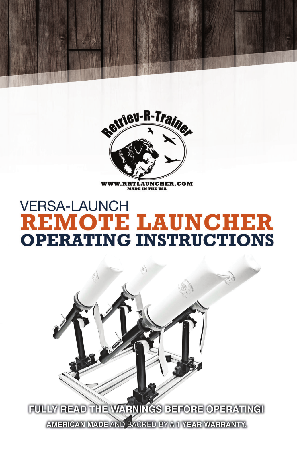 RRT Versa-Launch Operating Instructions Manual - ManualMachine.com
