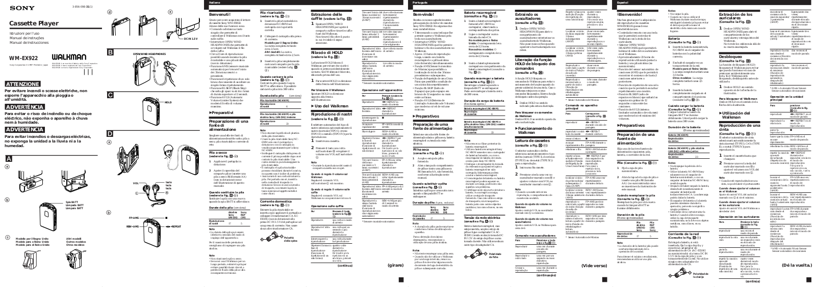 Sony WM-EX922 User Manual