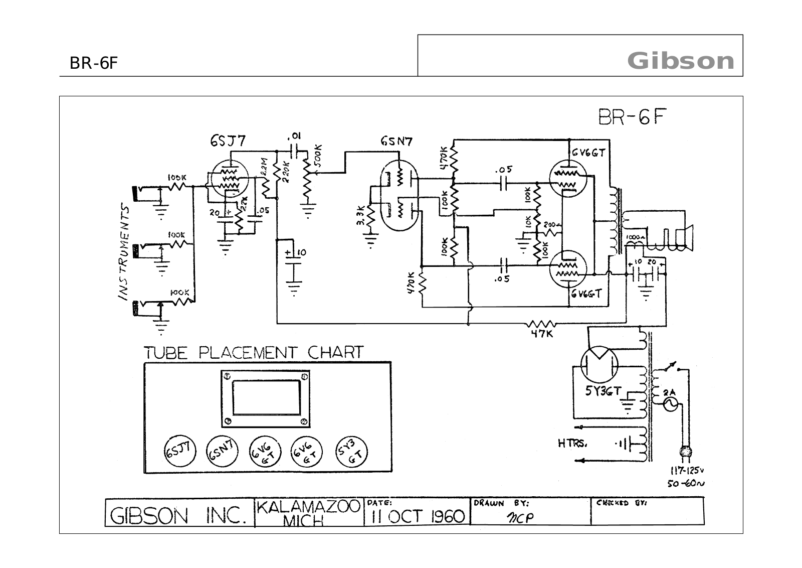 Gibson BR-6F Schematic