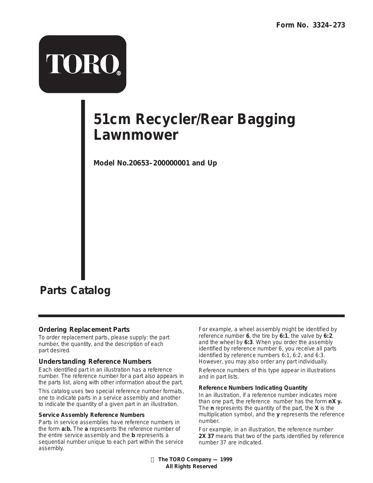 Toro 20653 Parts Catalogue