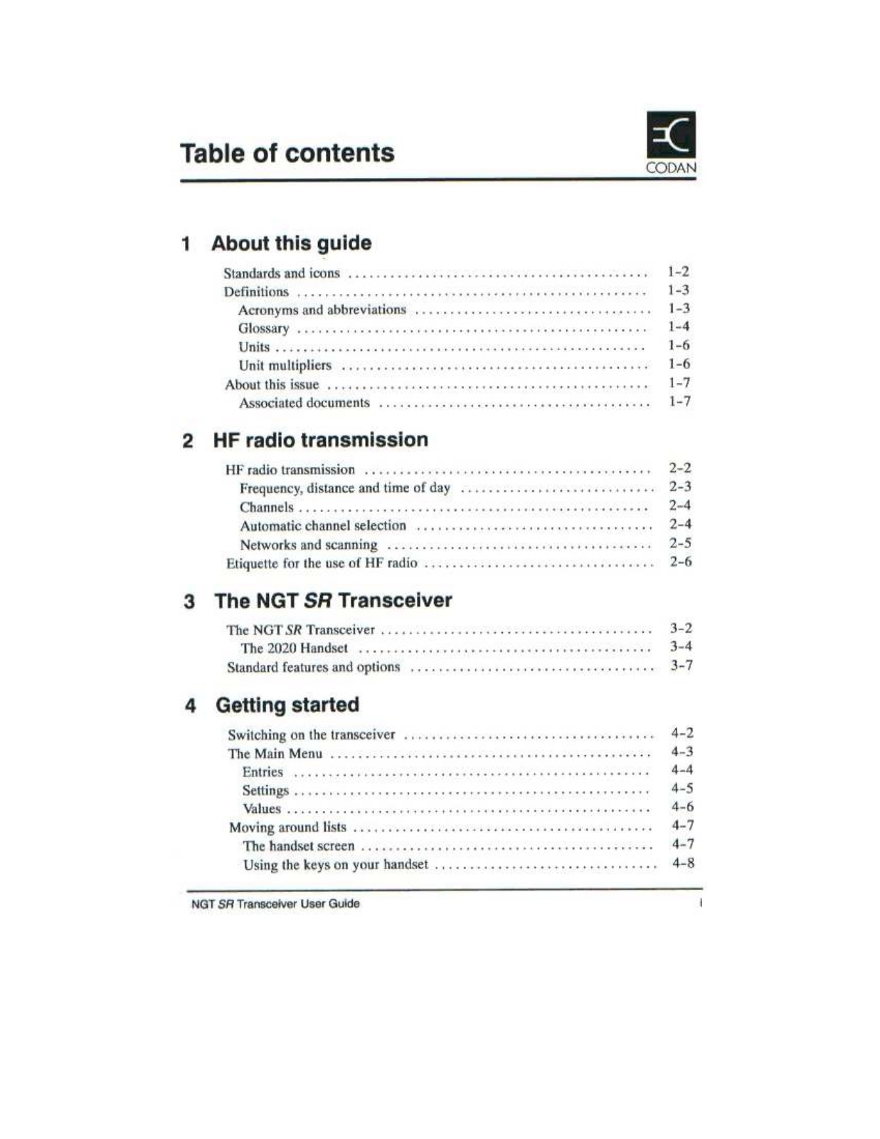 Codan NGT-1 SR Manual