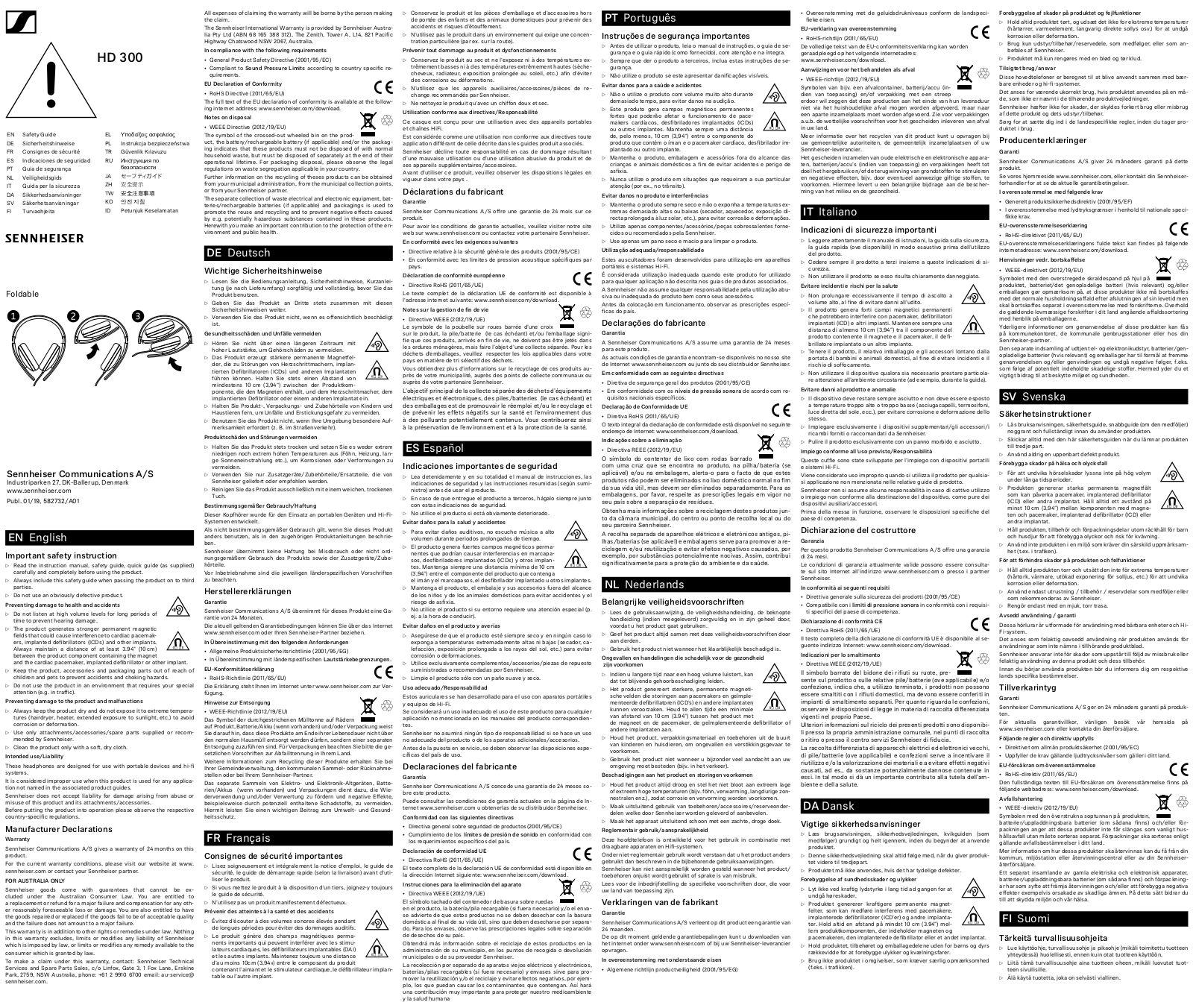 SENNHEISER HD300 User Manual