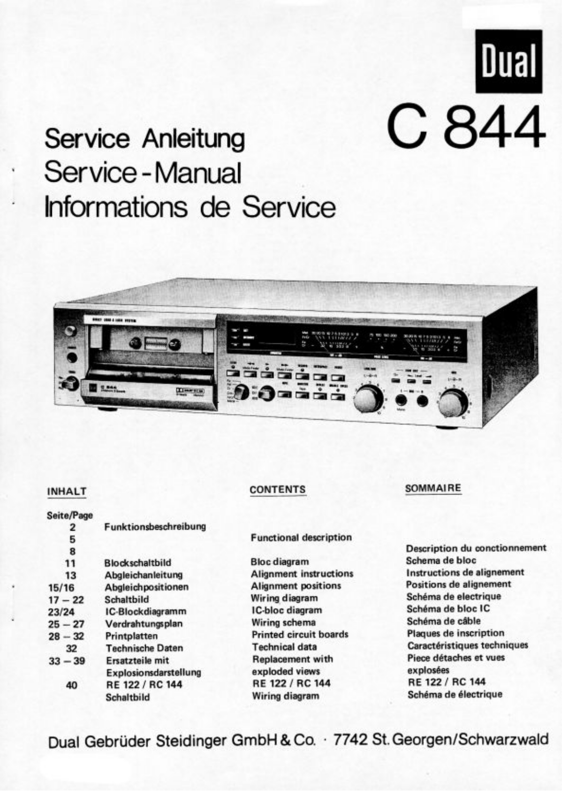 Dual C-844 Service manual