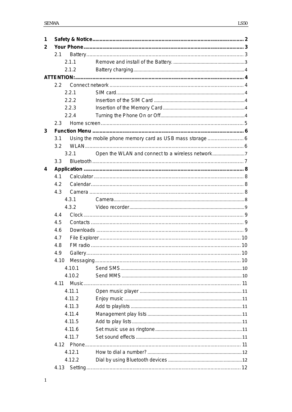 Senwa LS50 User Manual