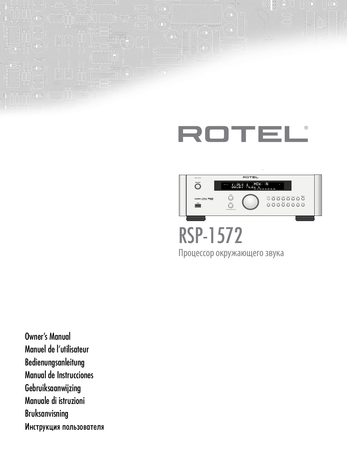 Rotel RSP-1572 Owners Manual