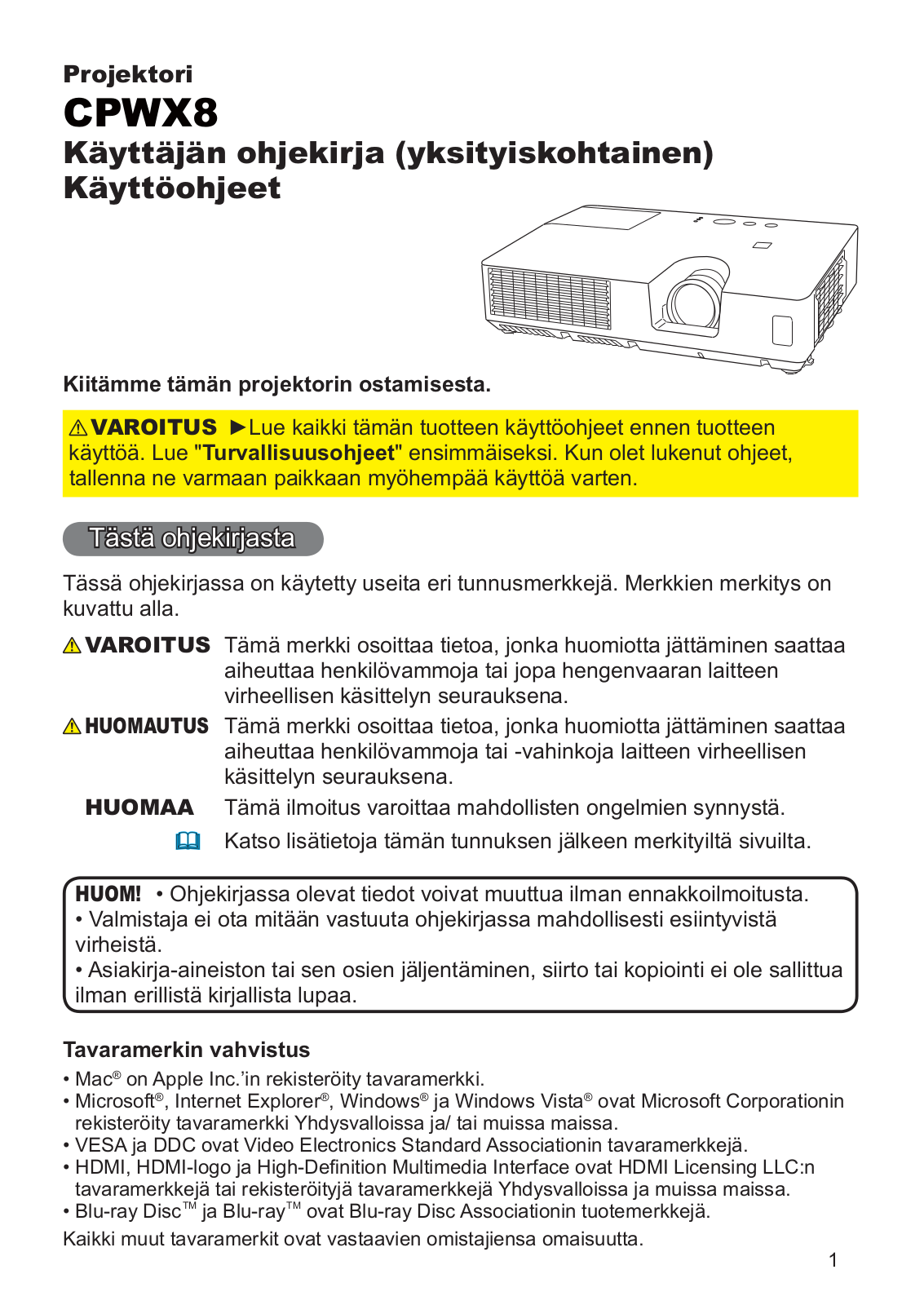 Hitachi CPWX8 User Manual