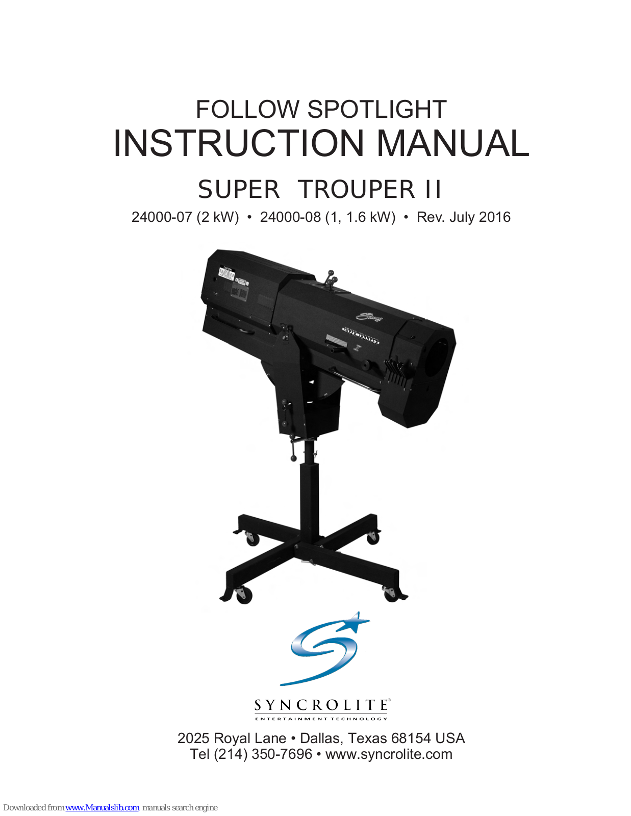 Syncrolite SUPER TROUPER II Instruction Manual