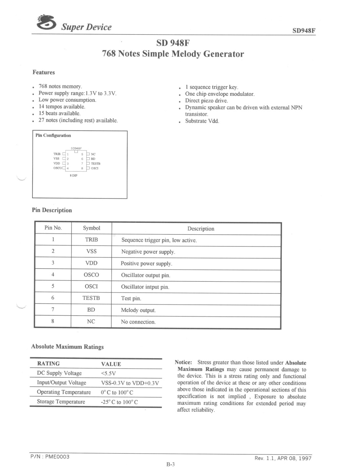 Super Device Microelectronics Co SD948F Datasheet