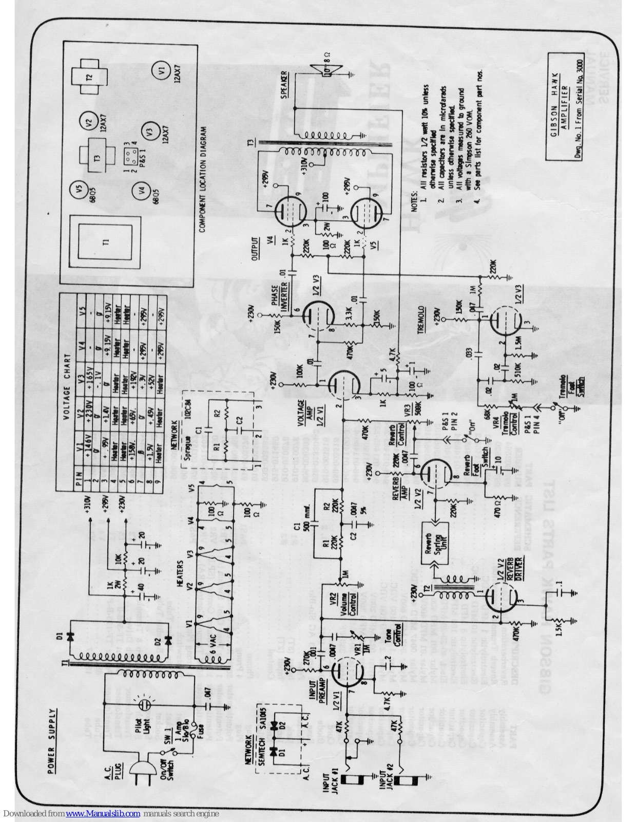 Gibson Power Supply Schematic Diagram