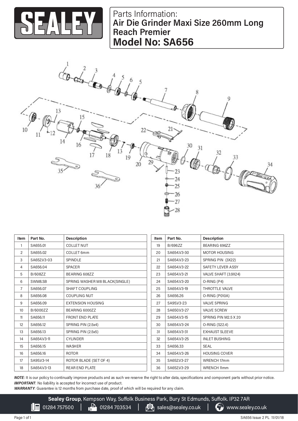 Sealey SA656 Parts Listing - ManualMachine.com