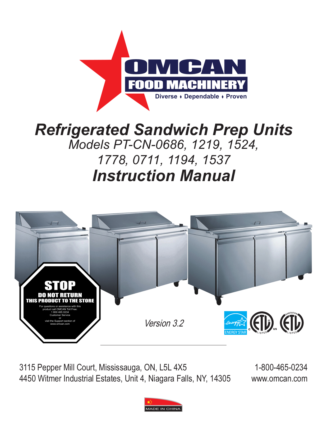 Omcan Food Machinery PT-CN-0686 Installation  Manual