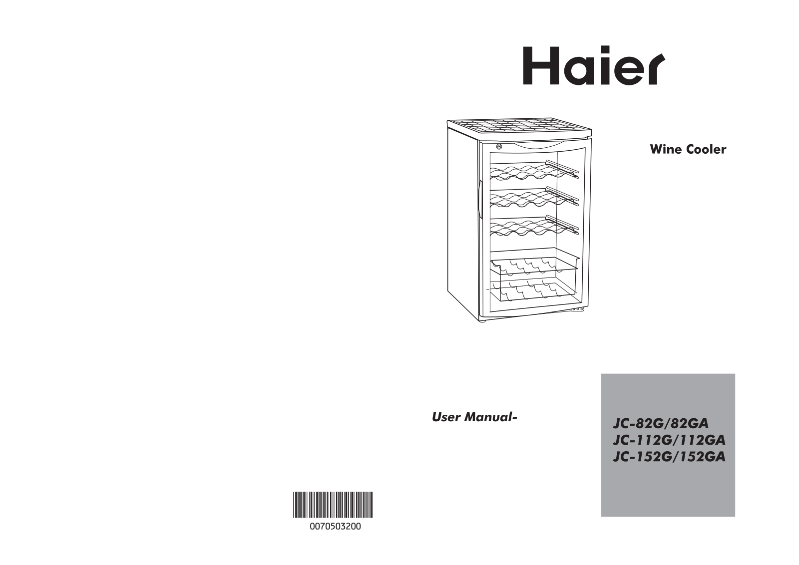 Haier JC-112G, JC-152G, JC-112GA, JC-152GA User Manual