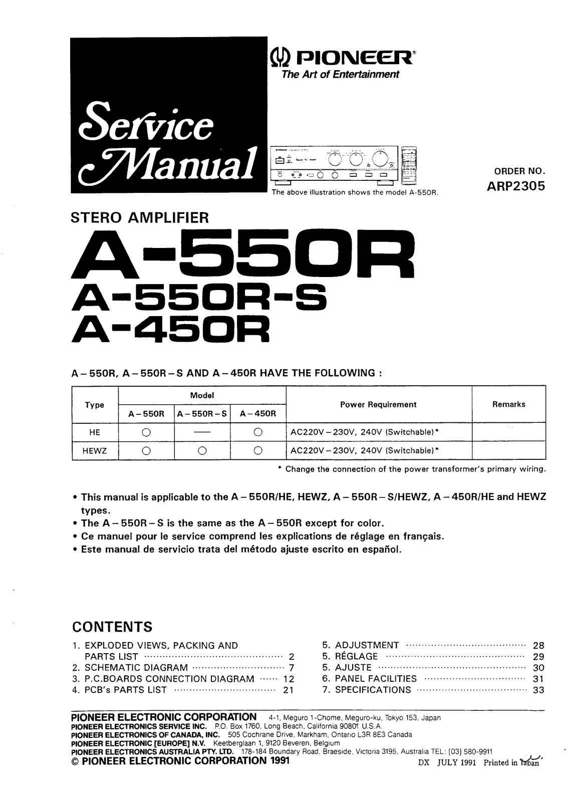 Pioneer A-450-R Service manual