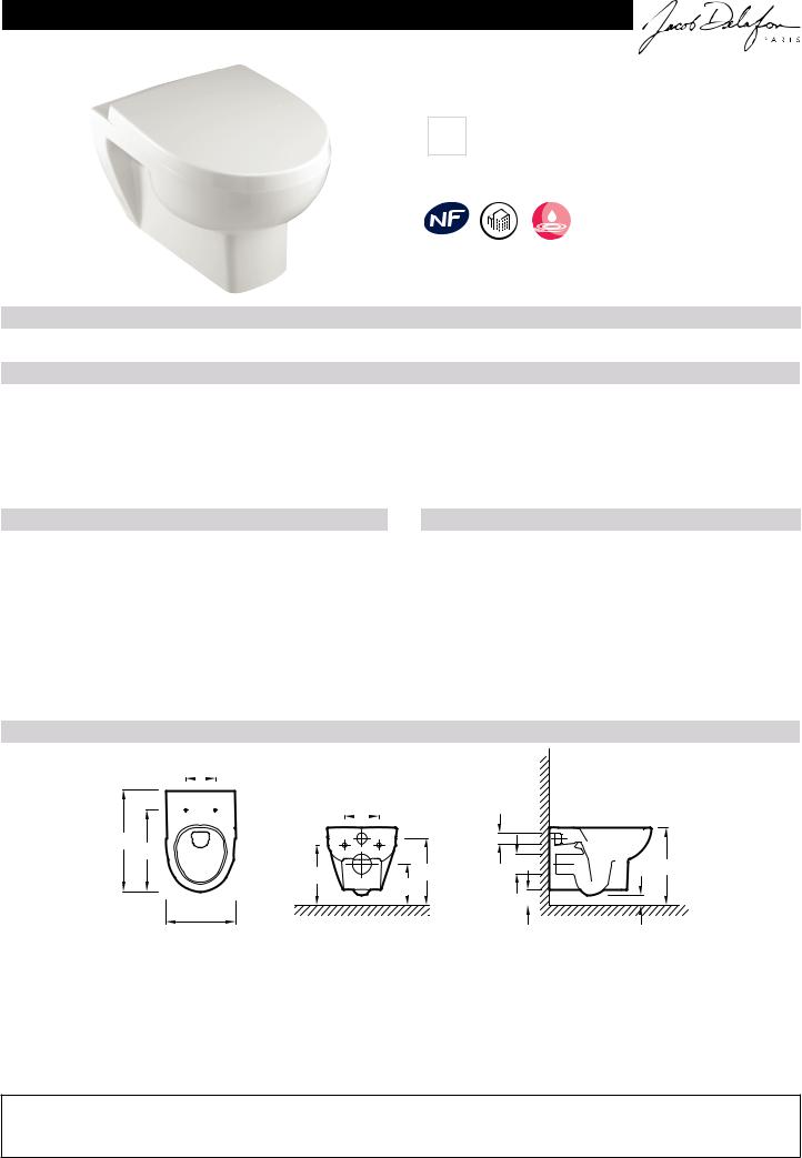 Jacob Delafon ODEON UP E4764-00 Datasheet