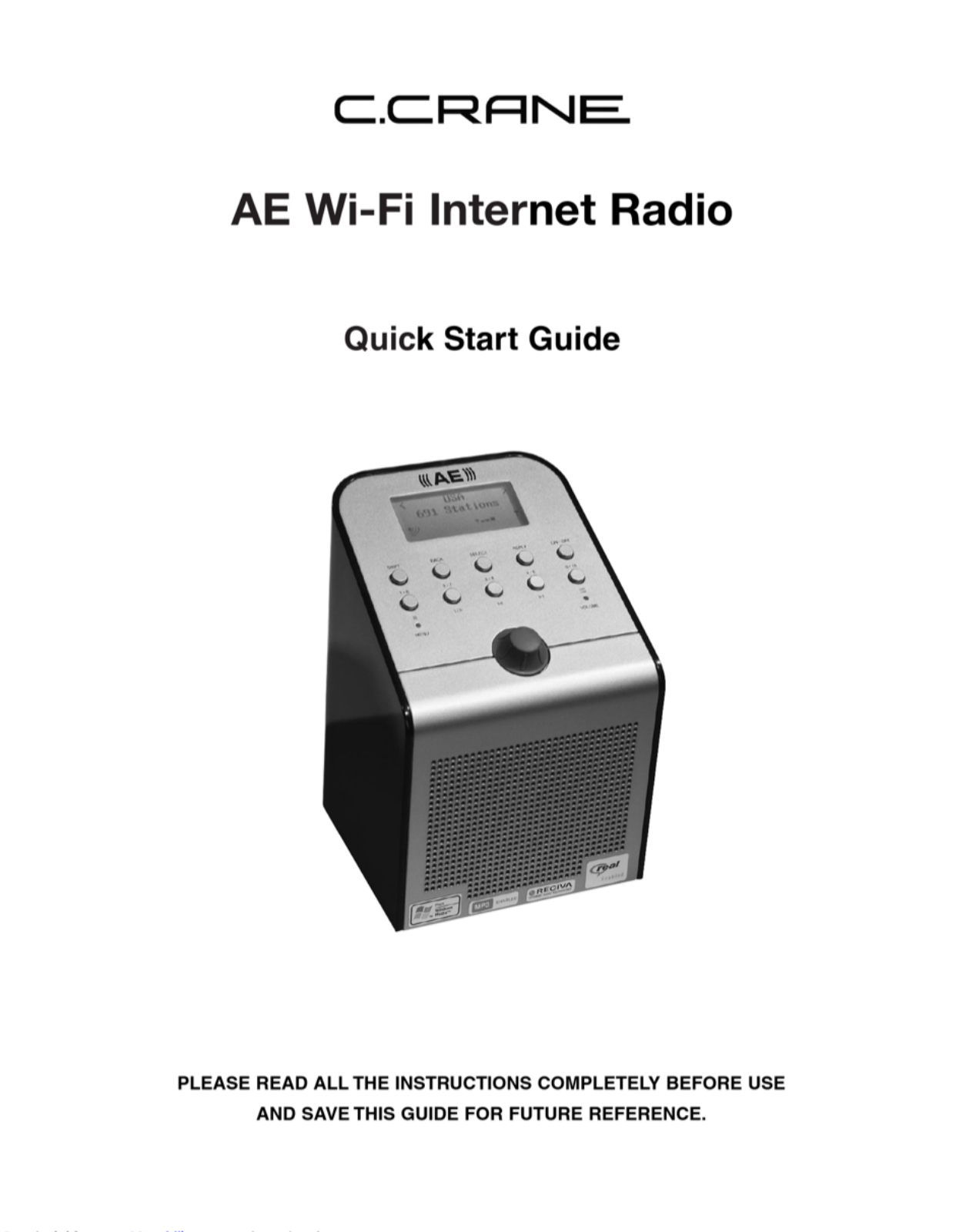 C. Crane AE Wi-Fi Internet Radio Quick Start Guide