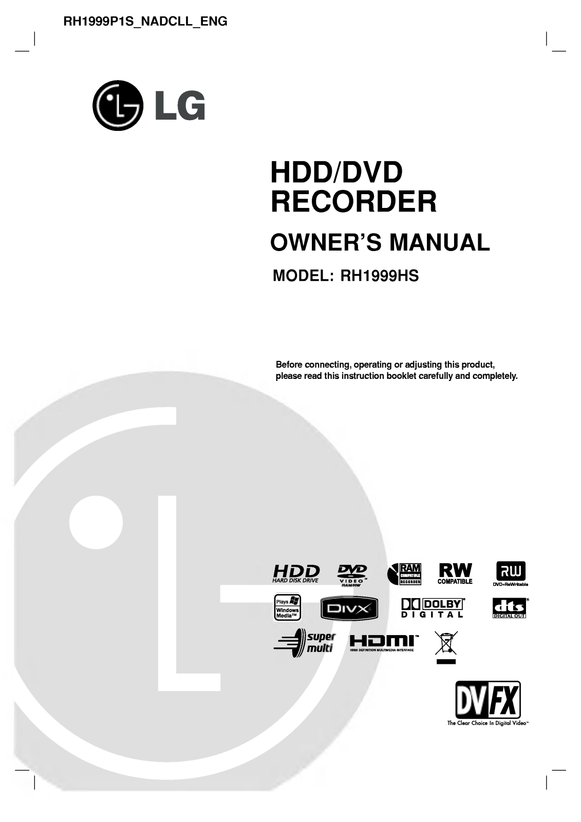 LG RH1999P1S Owner’s Manual