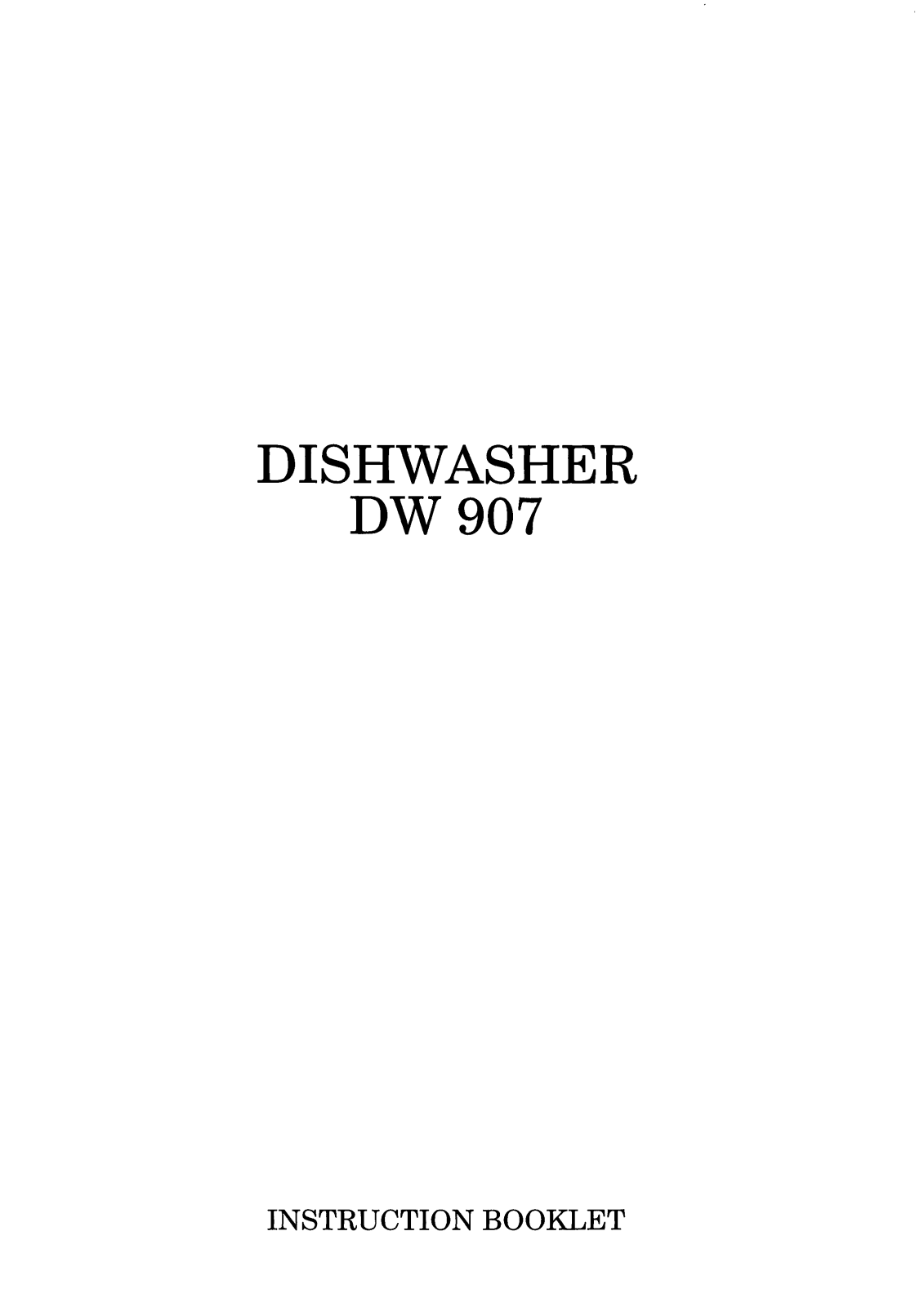 Zanussi DW907, DW907AL User Manual