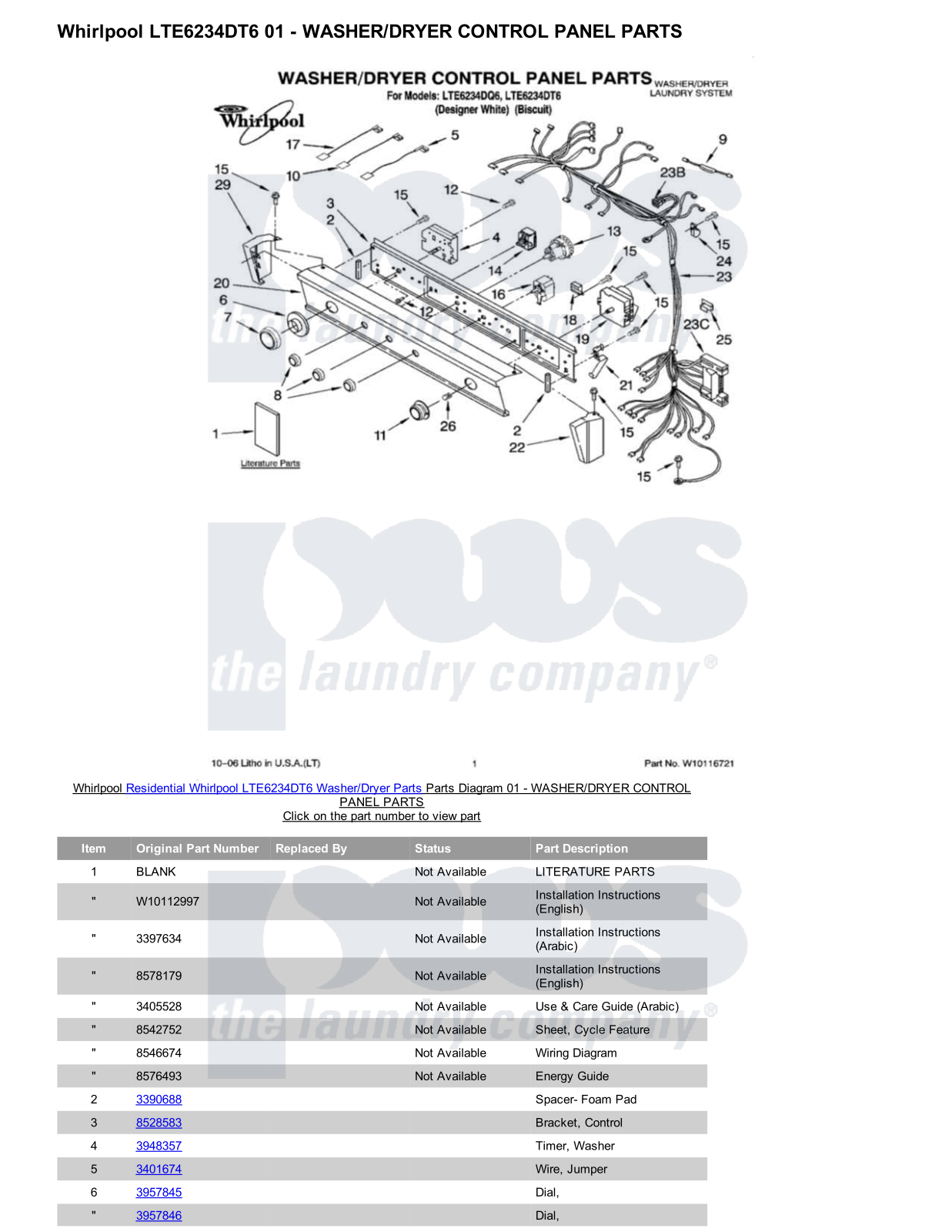 Whirlpool LTE6234DT6/Dryer Parts Diagram