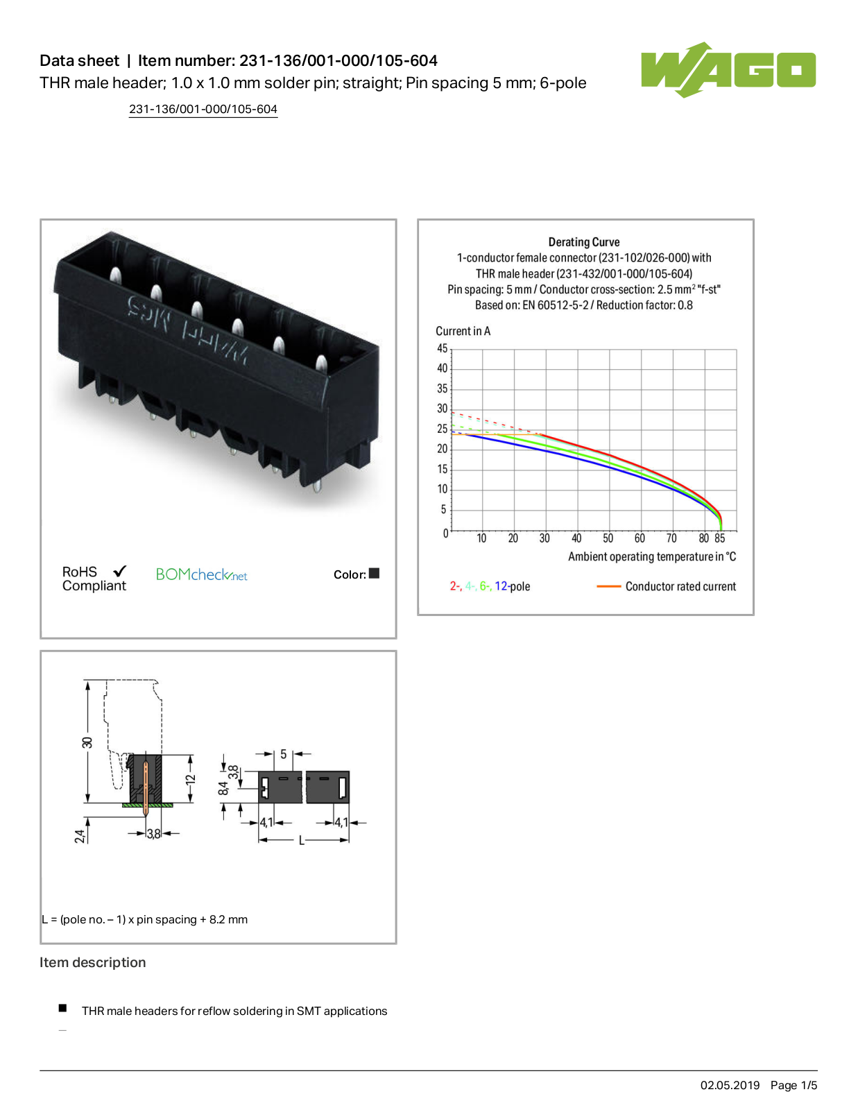 Wago 231-136/001-000/105-604 Data Sheet