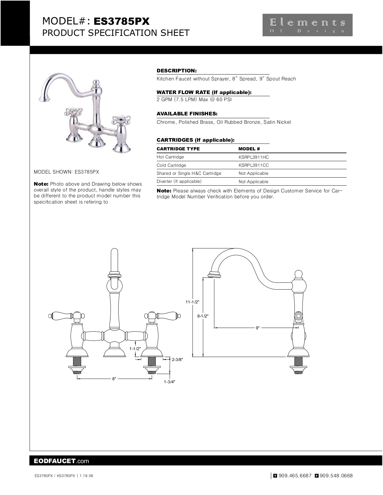 Elements of Design EDE1269 Specifications - ManualMachine.com