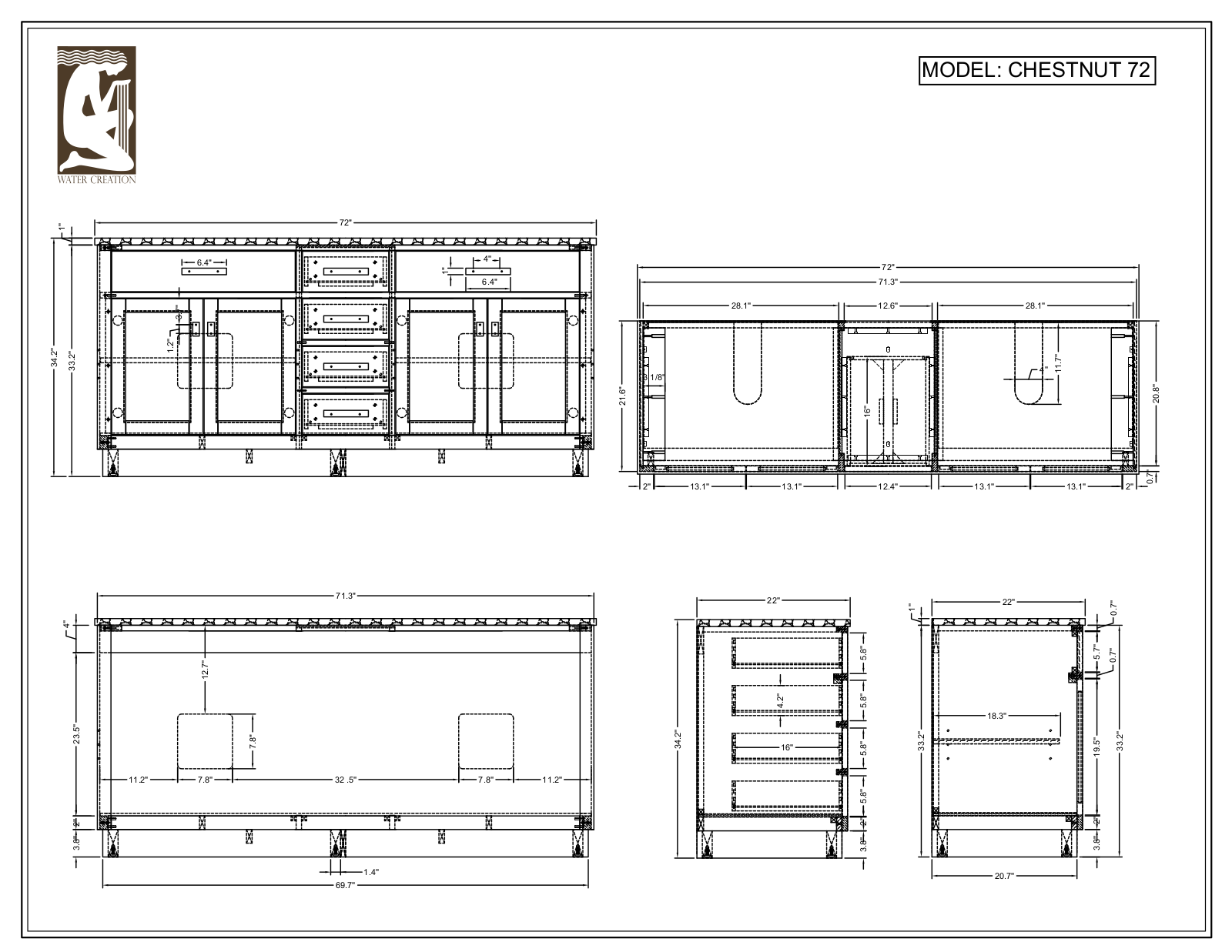 Water Creation CH72A0600BK, CH72B0300GK, CH72A0300GK, CH72D0314GK, CH72B0600BK Specifications