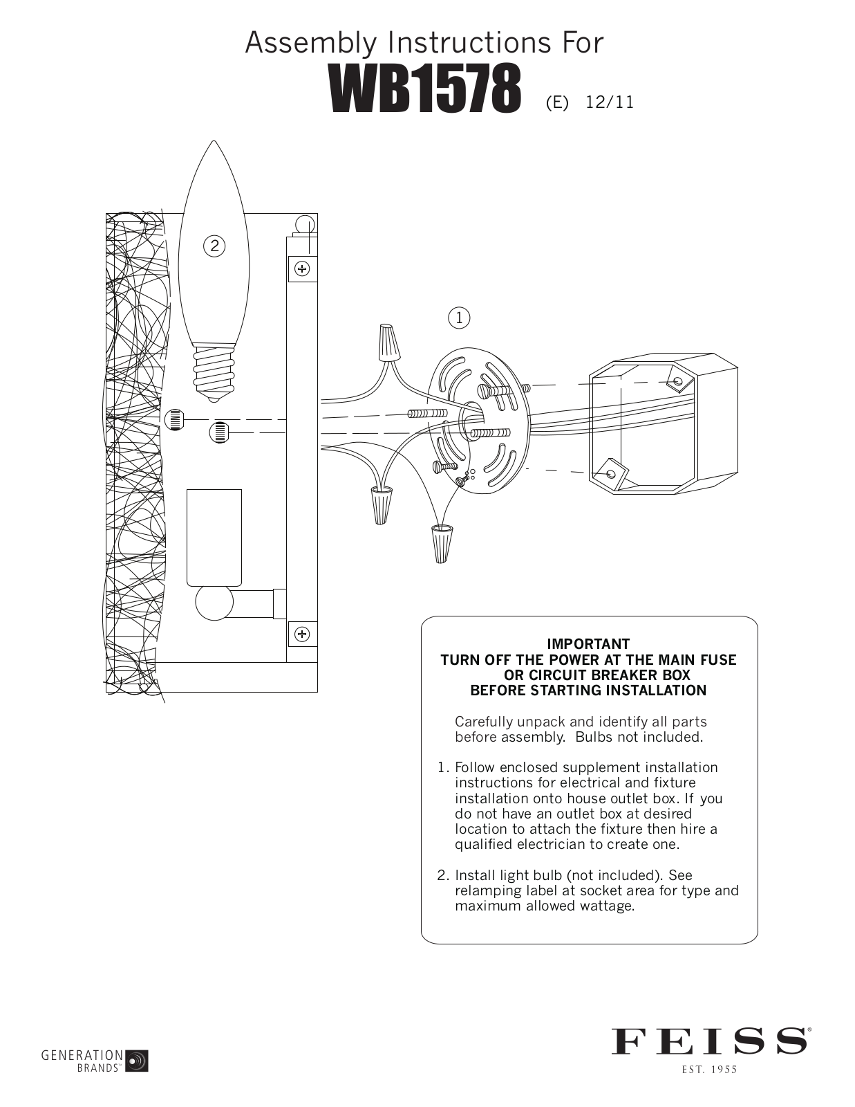 Feiss WB1578 User Manual