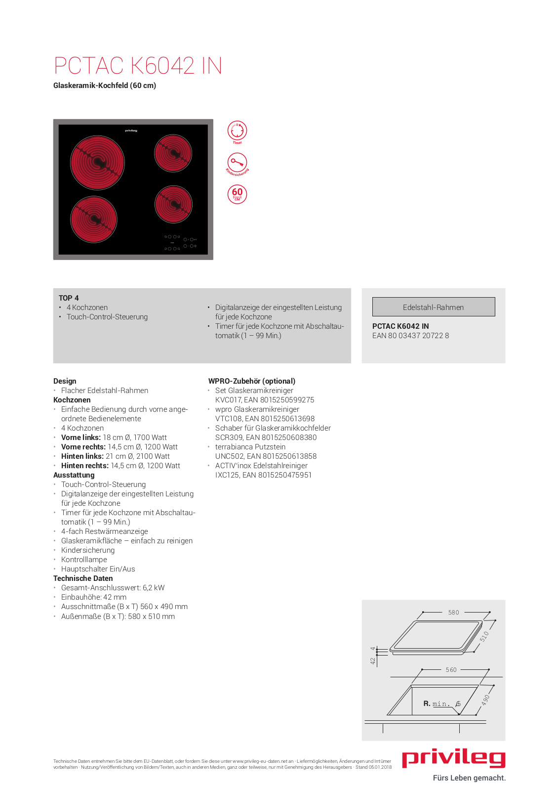 Privileg PCTAC K6042 IN User Manual