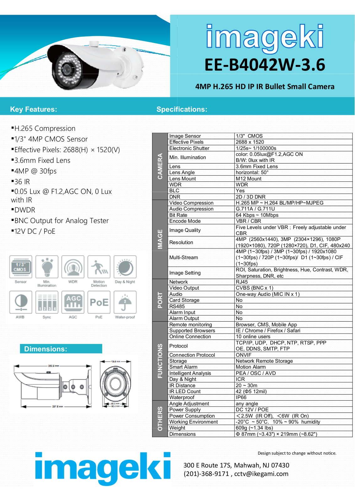 Ikegami EE-B4042W-3.6 Specsheet