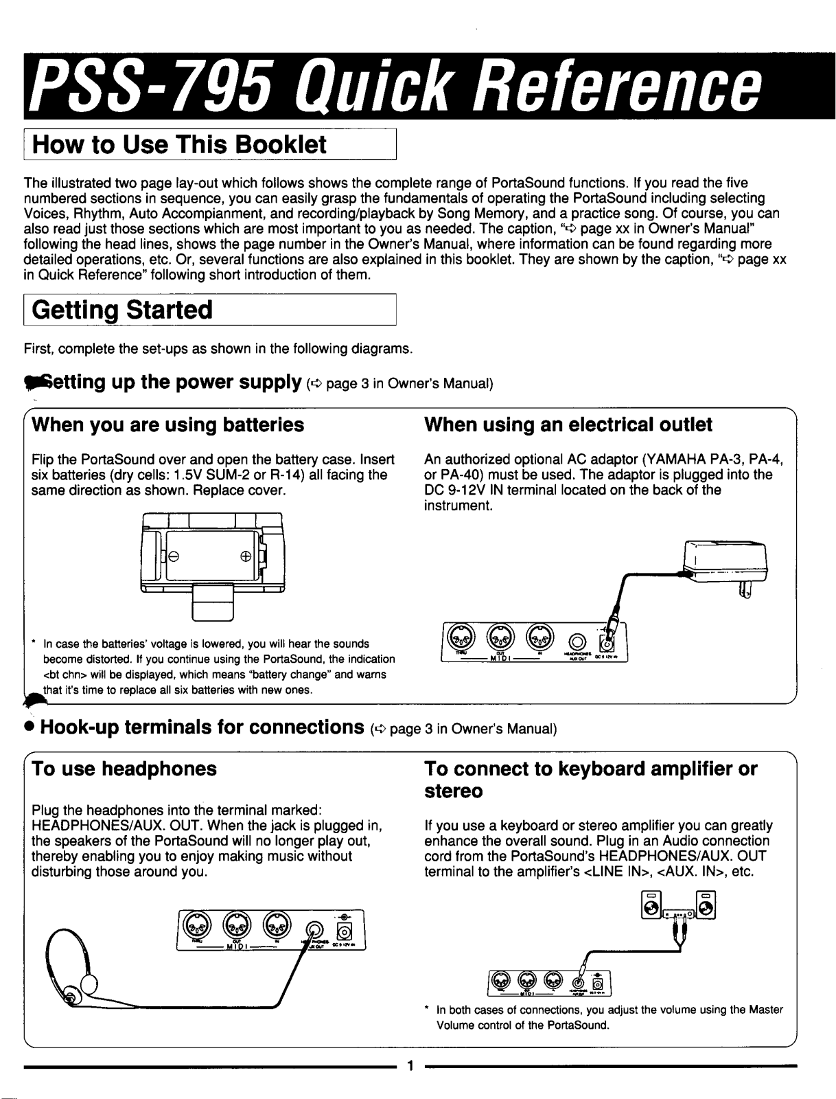 Yamaha PSS795, PSS795E2 User Manual