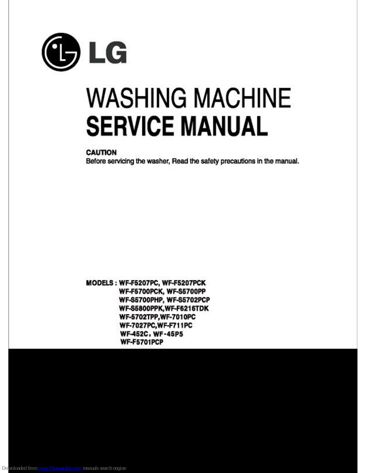 LG WF-S5800PPK, WF-F5207PCK, WF-S5700PHP, WF-S5702PCP, WF-F6216TDK Service Manual