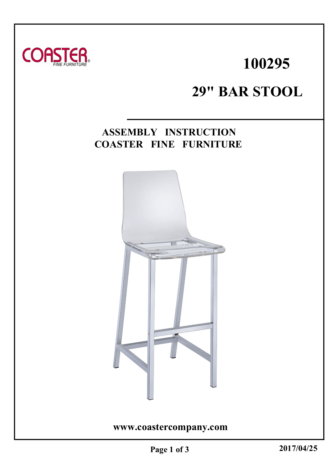 Coaster 100295 Assembly Guide