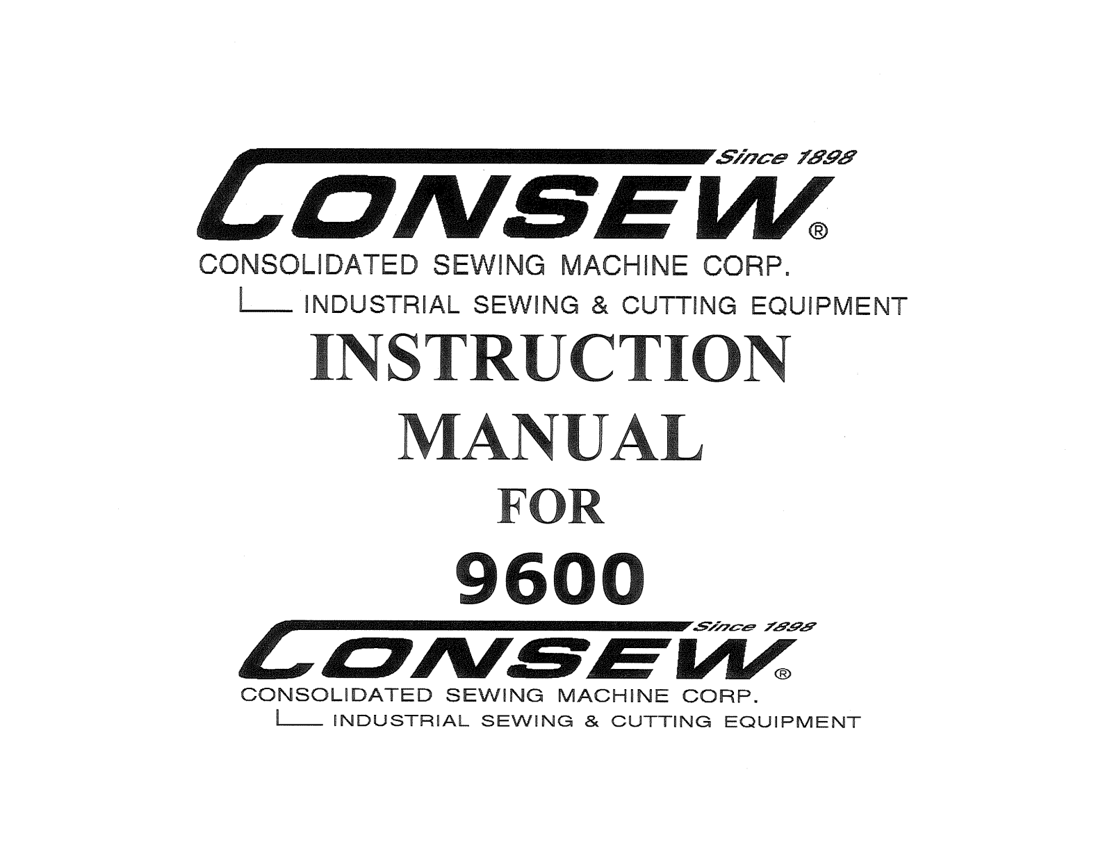 CONSEW 9600 Instruction Manual