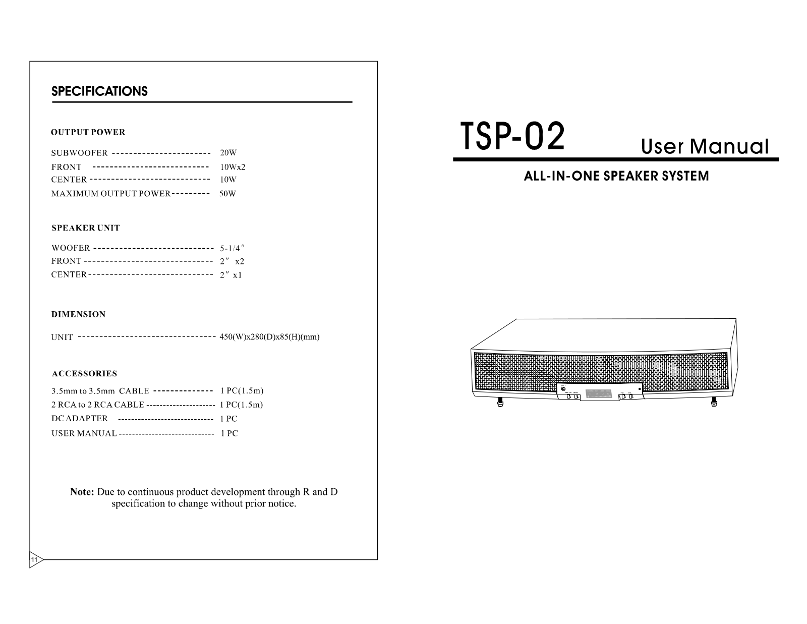 AWA TSP02 Operating Instruction