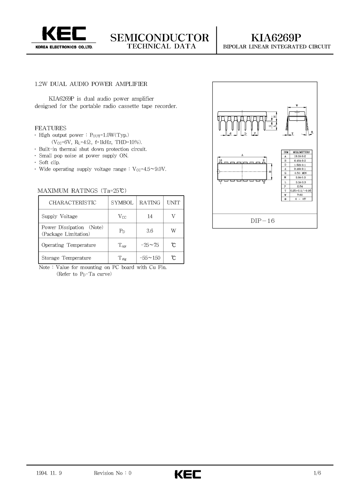 KEC KIA6269P Datasheet