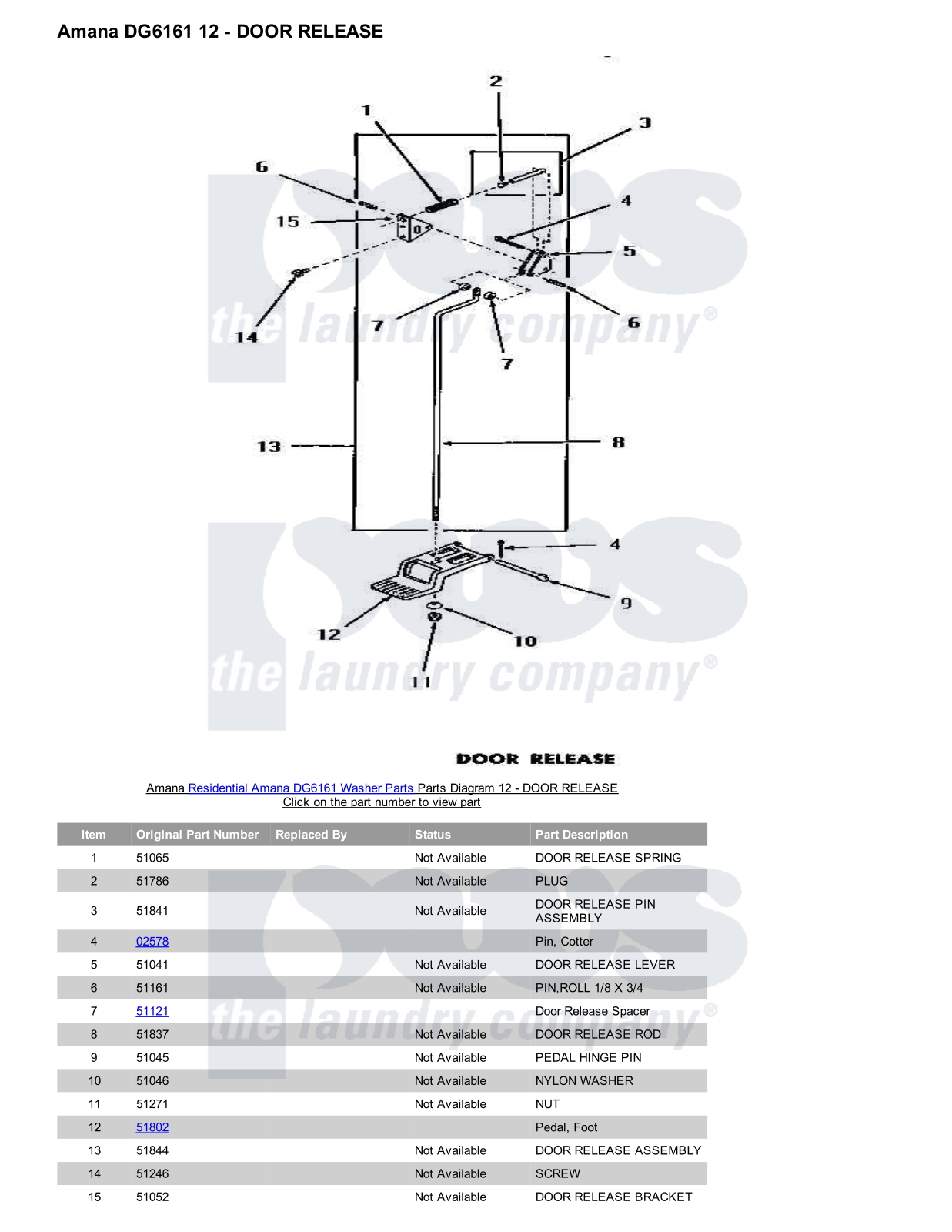 Amana DG6161 Parts Diagram