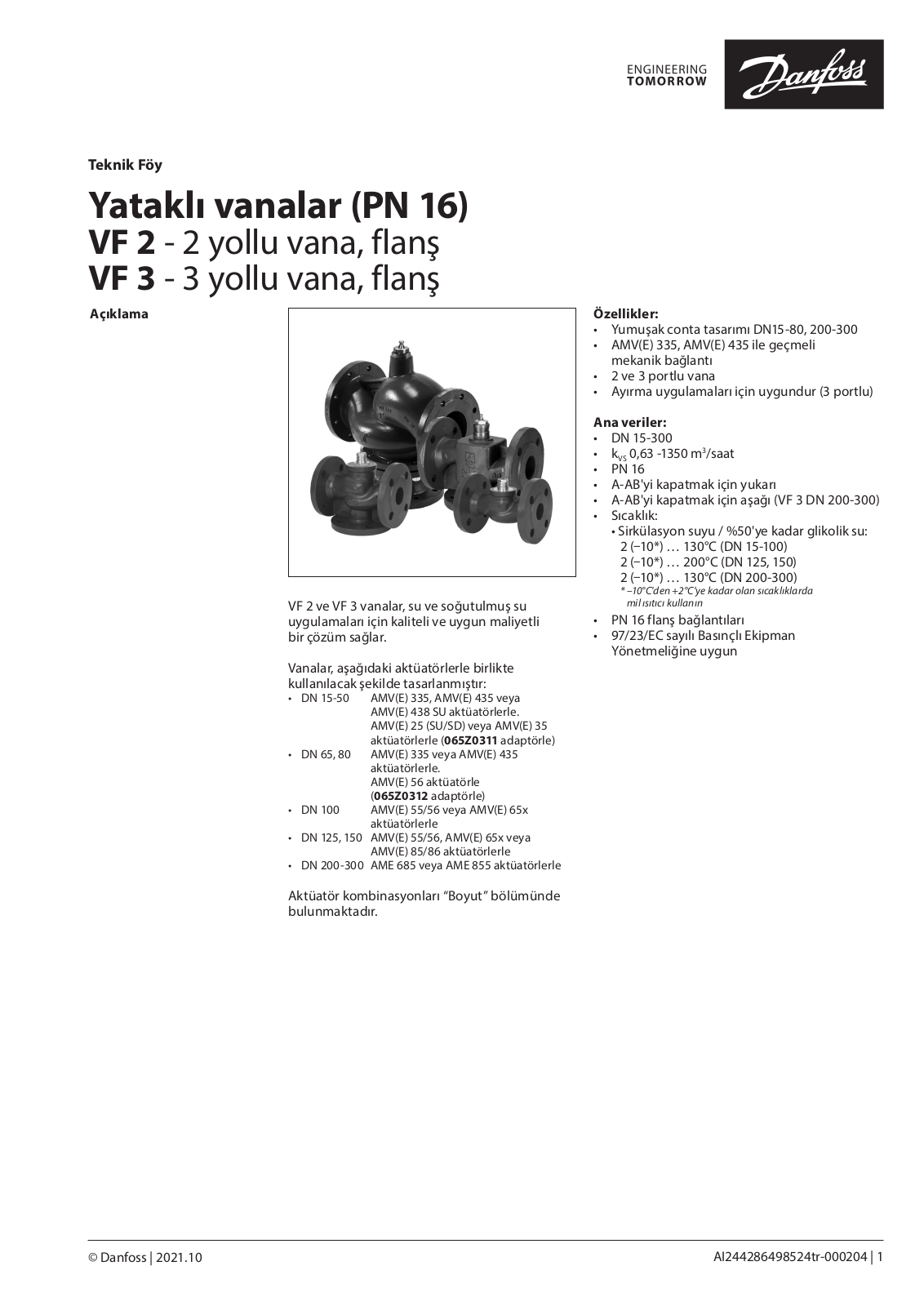 Danfoss VF 2, VF 3 Data sheet