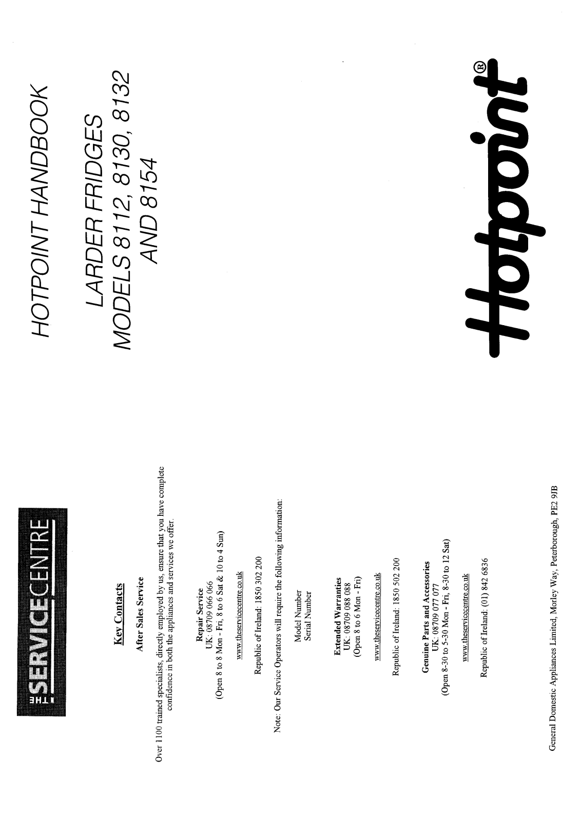 Hotpoint 8130 User Manual