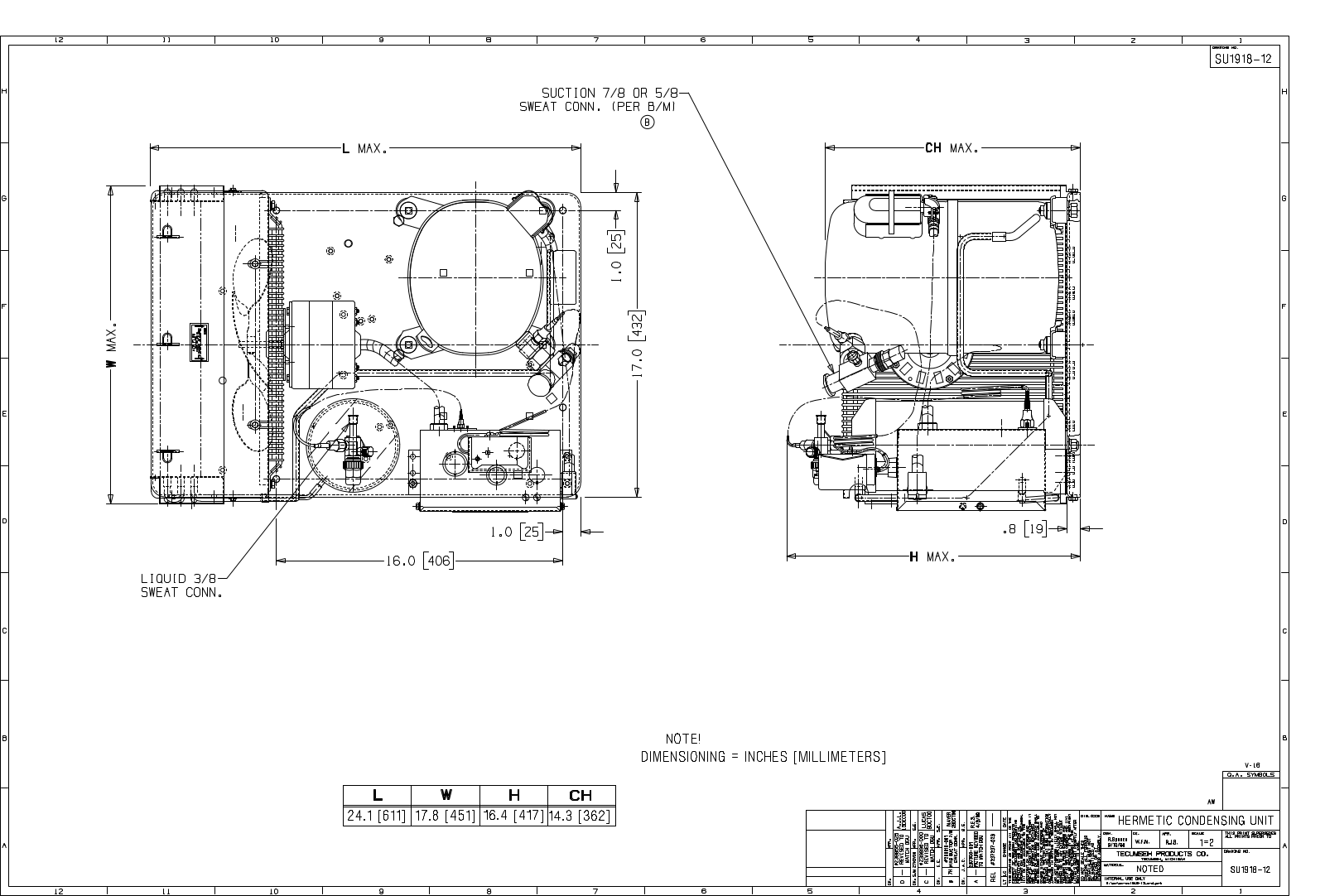 Tecumseh AWA2448ZXTXC, AWA2464ZXTXC Drawing Data