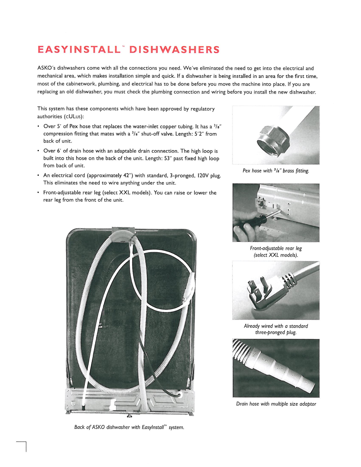 Asko D5634XXLHS INSTALLATION INSTRUCTIONS