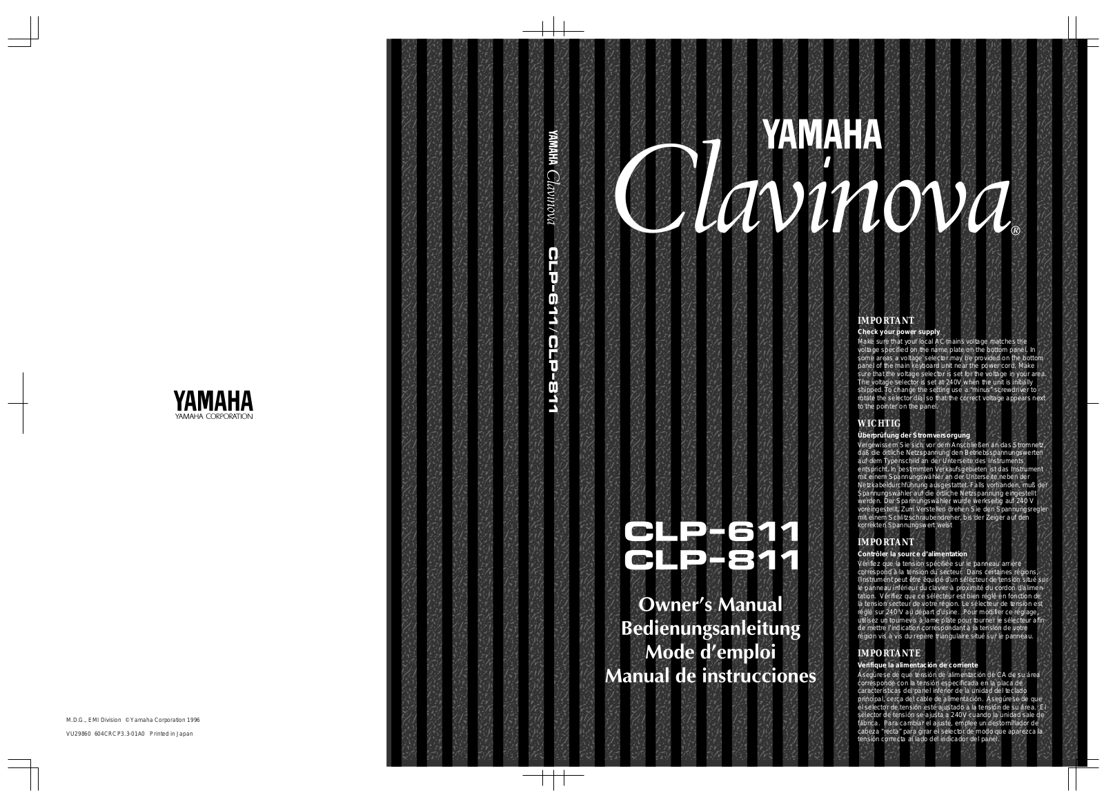 Yamaha CLP-811E, CLP-811 User Manual