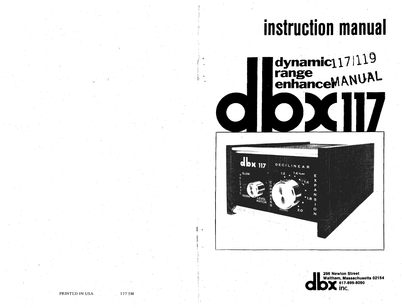 Dbx 117 Owners Manual