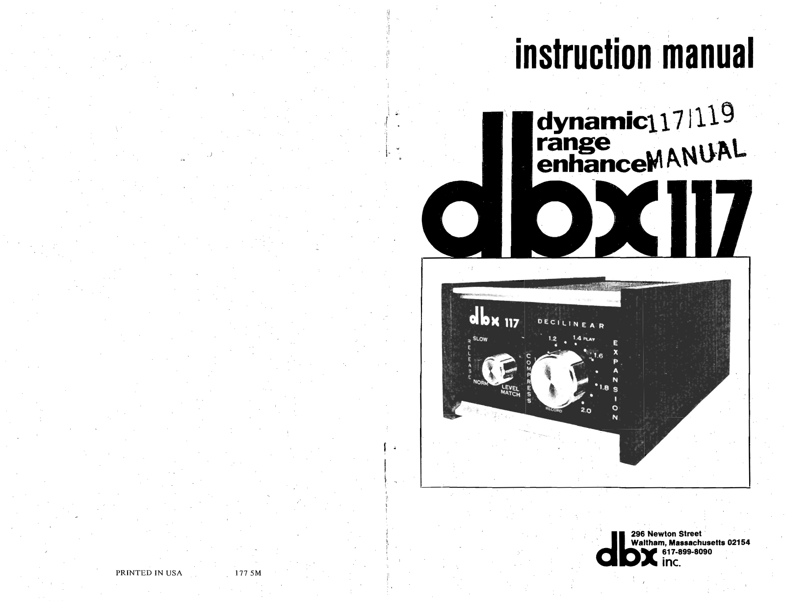 Dbx 117 Owners Manual