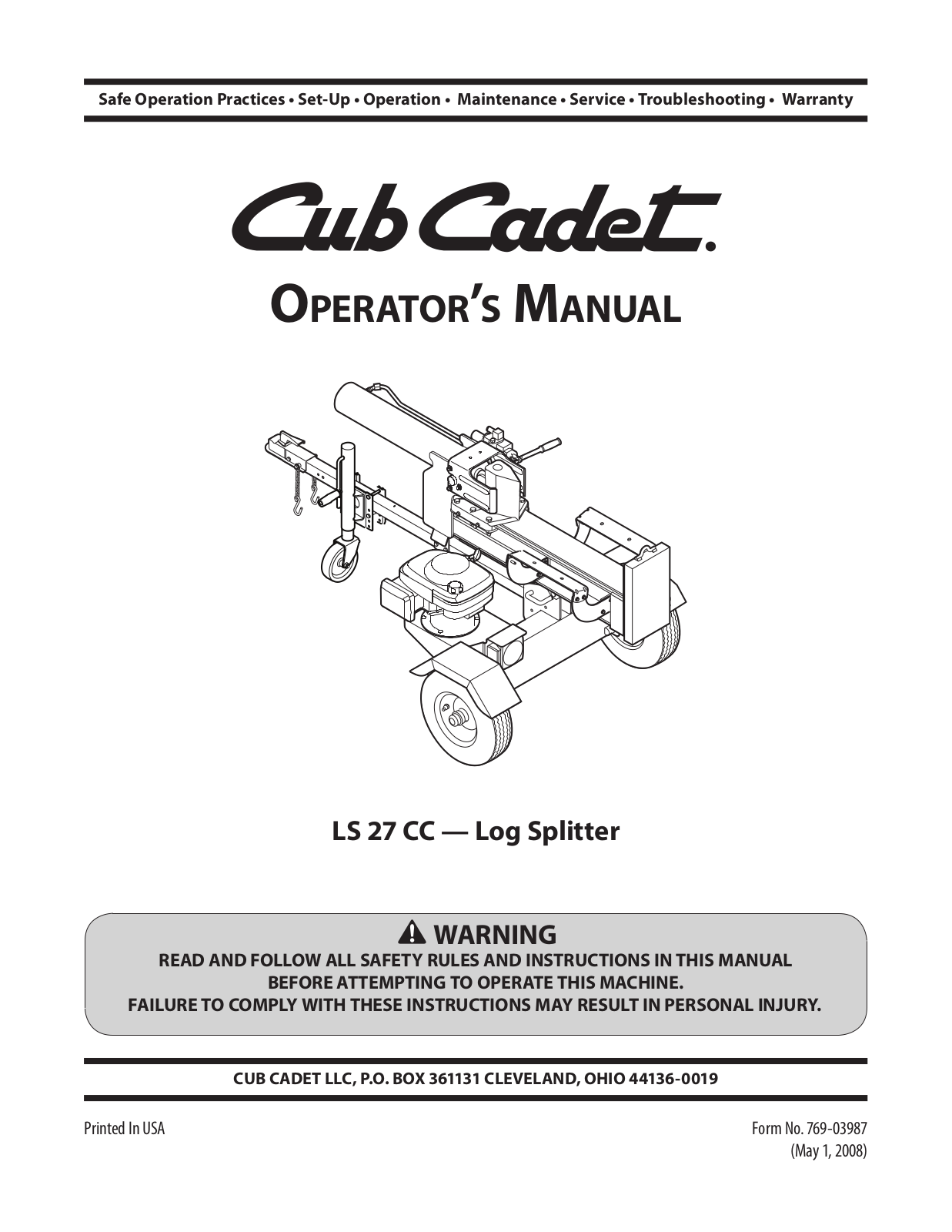 Cub Cadet l5 27 cc User Manual