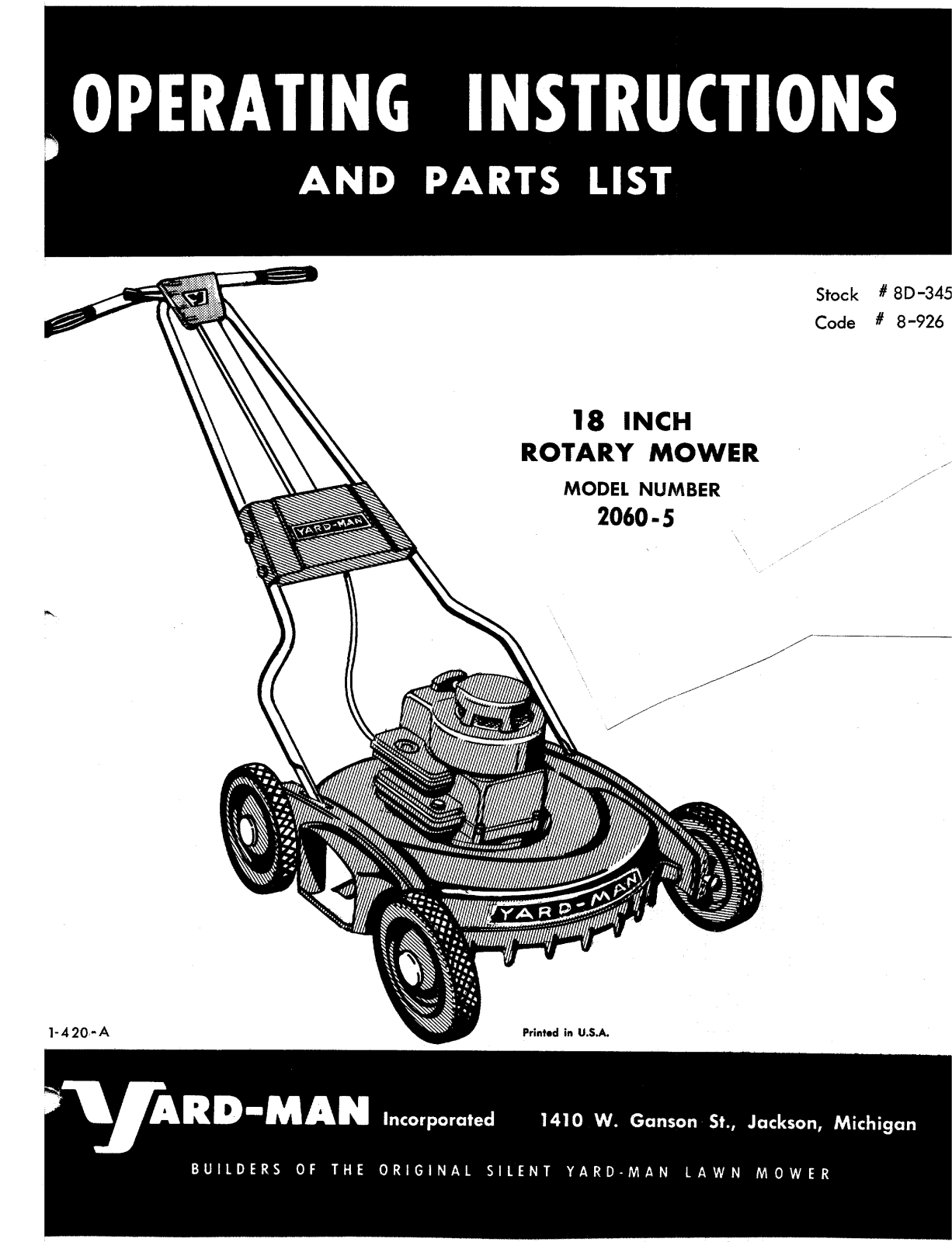 yard-man 2060-5 owners Manual